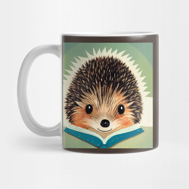 Cute Hedgehog Reading a Book. by Geminiartstudio